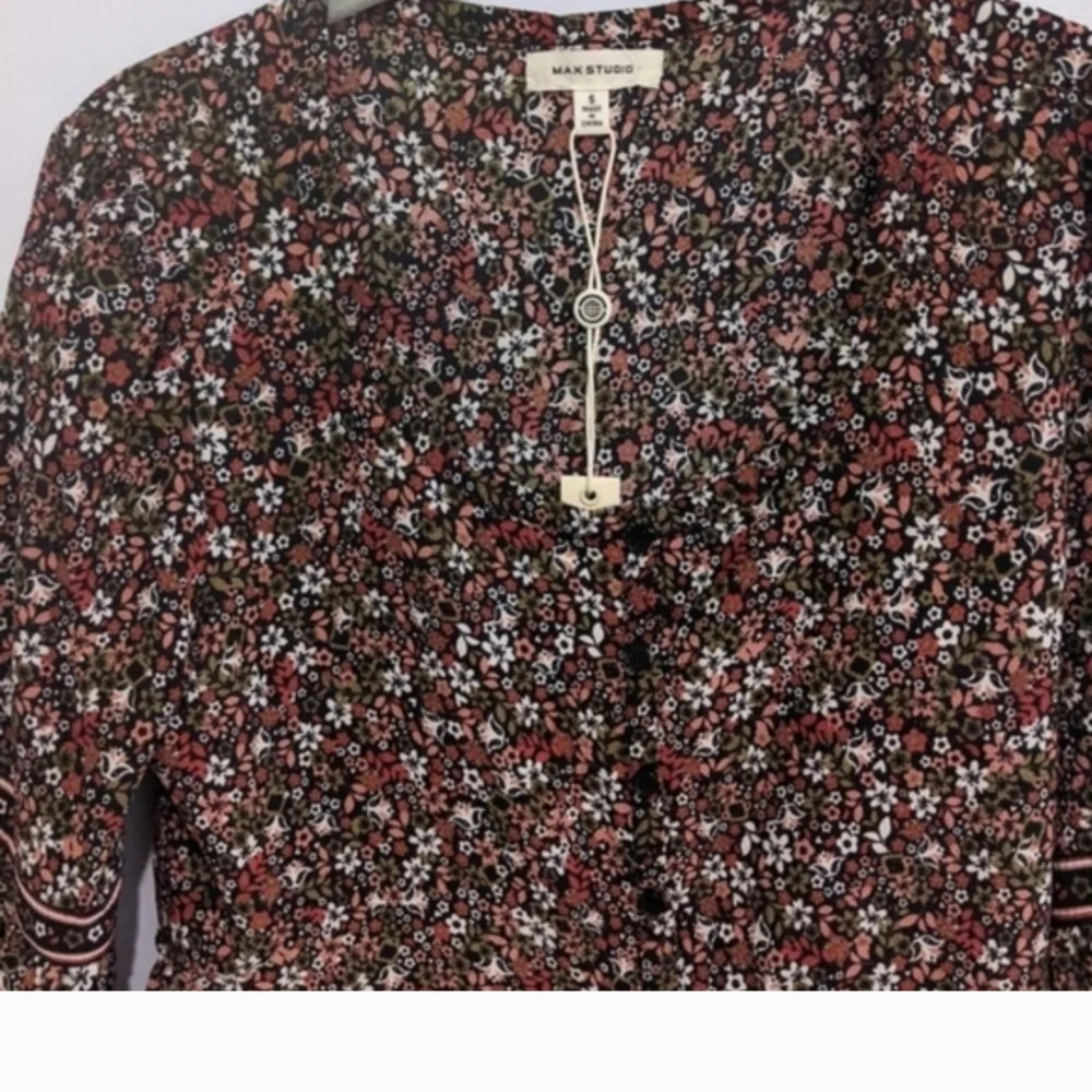 Max Studio Boho Floral Print Long Sleeve Top Cottagecore Size S* - Picture 9 of 16
